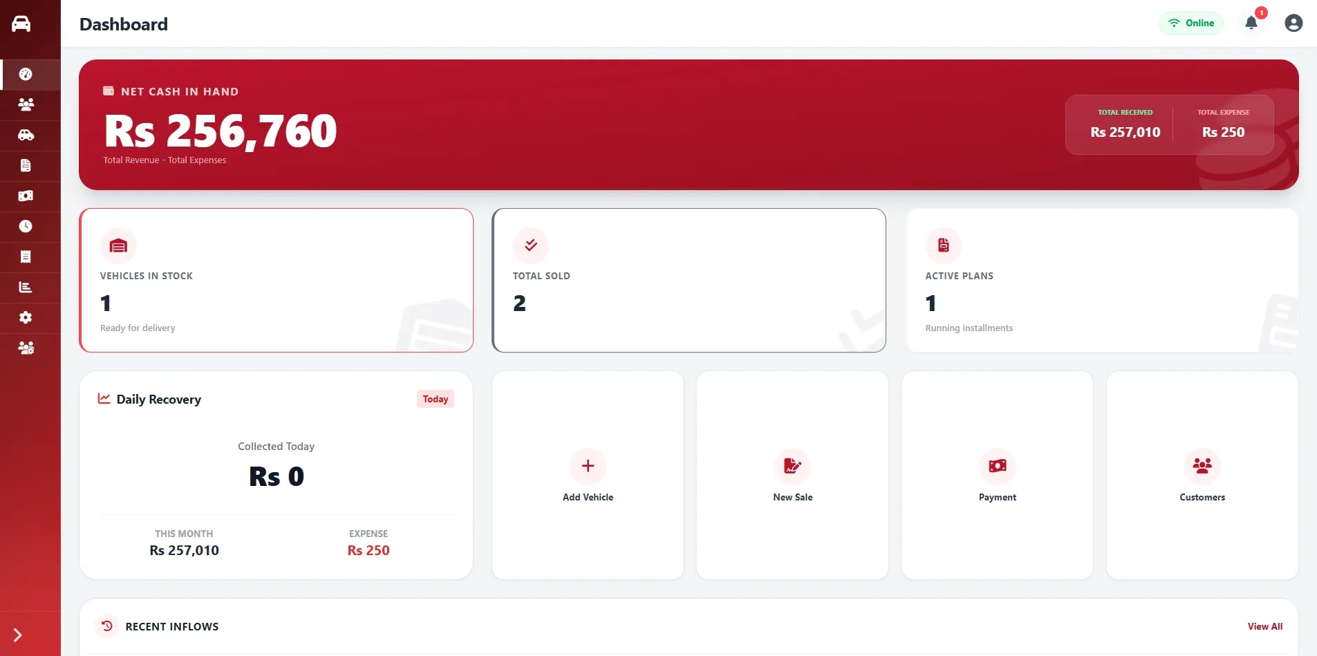 Auto Showroom Main Dashboard